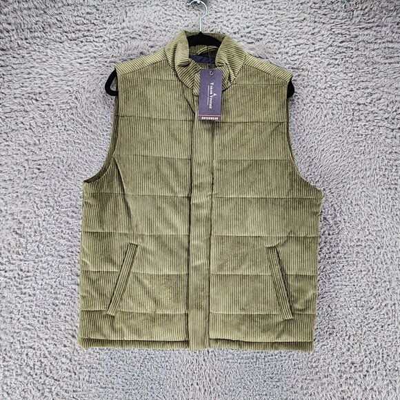 Tailor Vintage Jacket Mens Medium Green Corduroy Puffy Sleeveless Vest *NWT*